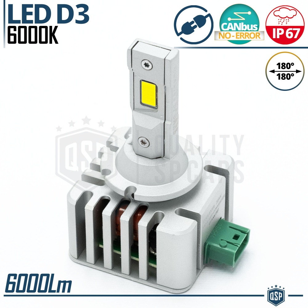 1 Bombilla LED D3S | Conversión PERFECTA de Xenon HID a LED | Luz Blanca Potente 6000K