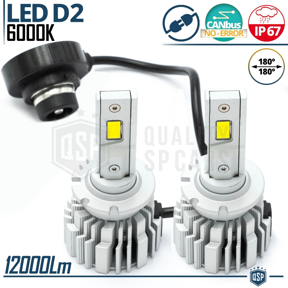 Kit LED D2S | Conversión PERFECTA de Xenon HID a LED | Luz Blanca Potente 6000K 12000LM