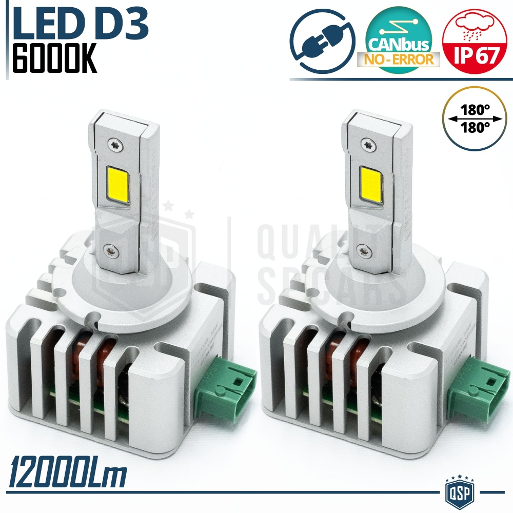 Kit LED D3S | Conversión PERFECTA de Xenon HID a LED | Luz Blanca Potente 6000K 12000LM