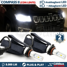 Kit LED HB3 para JEEP COMPASS 2 Luces de Cruce + Carretera | 6500K 8000LM CANbus