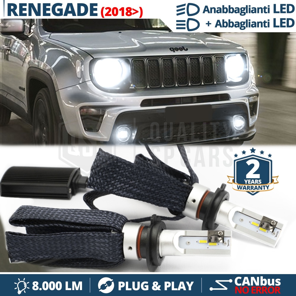 Kit LED H4 para JEEP RENEGADE Facelift Luces de Cruce + Carretera | 6500K 8000LM CANbus