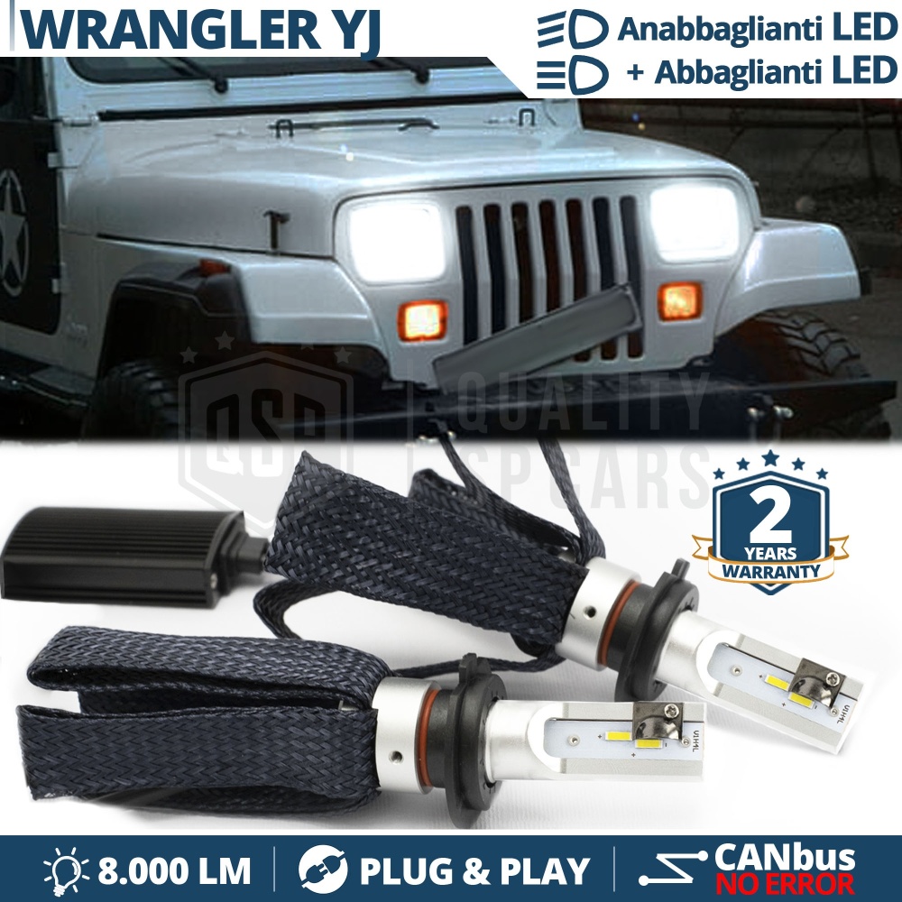 Kit LED H4 CANbus para JEEP WRANGLER YJ Luces de Cruce + Carretera | 6500K 8000LM