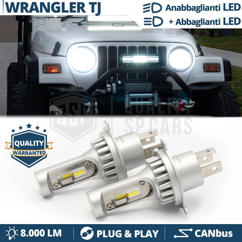 Kit Led H4 para JEEP WRANGLER TJ Luces de Cruce + Carretera 6500k 8000LM | Plug & Play CANbus Kit Led H4 para JEEP WRANGLER TJ Luces de Cruce + Carretera 6500k 8000LM | Plug & Play CANbus