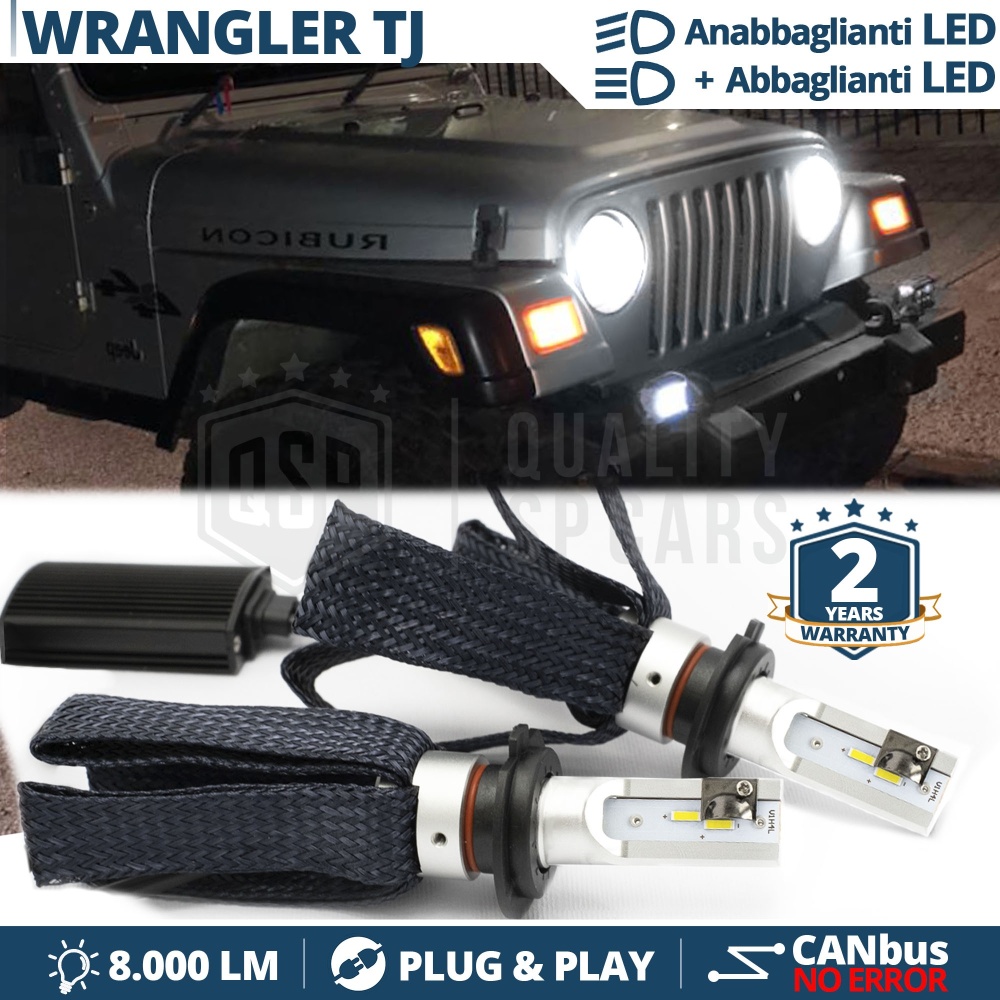 Kit LED H4 para JEEP WRANGLER TJ Luces de Cruce + Carretera | 6500K 8000LM CANbus