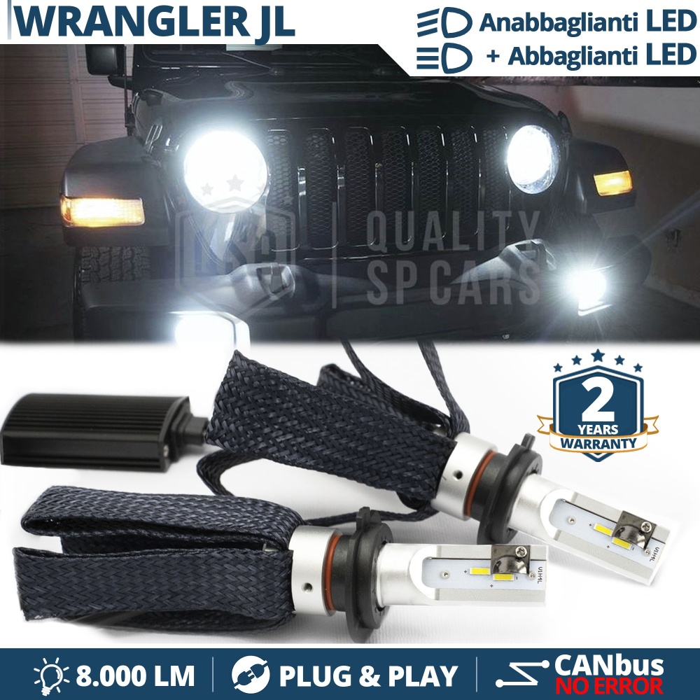 Kit LED H4 para JEEP WRANGLER JL Luces de Cruce + Carretera | 6500K 8000LM CANbus