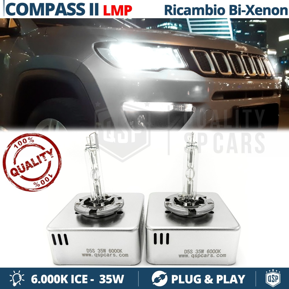 2 Bombillas de Repuesto D5S BI-XENON para JEEP COMPASS 2 Blanco Frío 6000K 35W