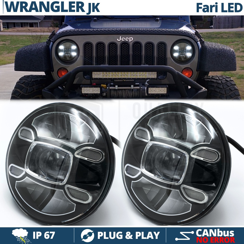 2 Faros Delanteros LED 7" para JEEP WRANGLER JK 6500K | Luces de Cruce + Carretera + Posición 2 Faros Delanteros LED 7" para JEEP WRANGLER JK 6500K | Luces de Cruce + Carretera + Posición