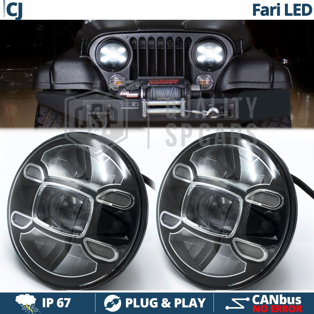 2 Faros Delanteros LED 7" para JEEP CJ 6500K | Luces de Cruce + Carretera + Posición 2 Faros Delanteros LED 7" para JEEP CJ 6500K | Luces de Cruce + Carretera + Posición