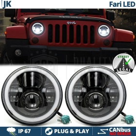 FAROS LED Angel Eyes para JEEP WRANGLER JK, Luz Blanca 6500K | APROBADO