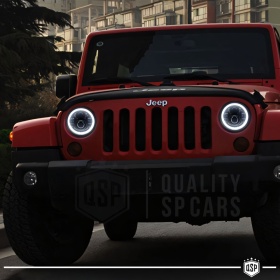 FAROS LED Angel Eyes para JEEP WRANGLER JK, Luz Blanca 6500K | APROBADO