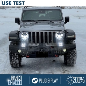 FAROS LED Angel Eyes + SOPORTES para JEEP WRANGLER JL, Luz Blanca 6500K | APROBADO