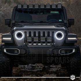 FAROS LED Angel Eyes + SOPORTES para JEEP WRANGLER JL, Luz Blanca 6500K | APROBADO