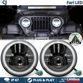 FAROS LED Angel Eyes para JEEP CJ, Luz Blanca 6500K | APROBADO