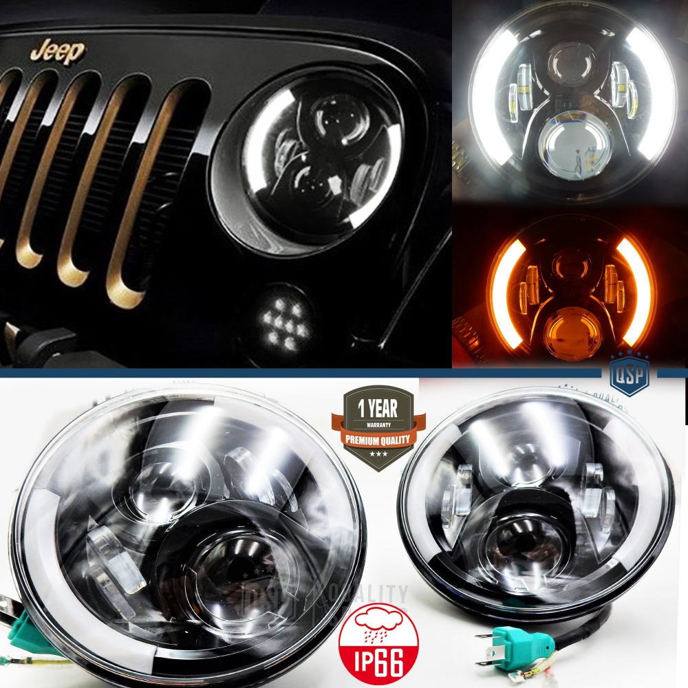 2 Faros Delanteros LED 7" para JEEP WRANGLER JK 6500K | DRL, Cruce, Carretera, Intermitentes 2 Faros Delanteros LED 7" para JEEP WRANGLER JK 6500K | DRL, Cruce, Carretera, Intermitentes