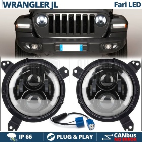 2 Faros LED 7" + Soportes para JEEP WRANGLER JL 6500K | DRL, Cruce, Carretera, Intermitentes