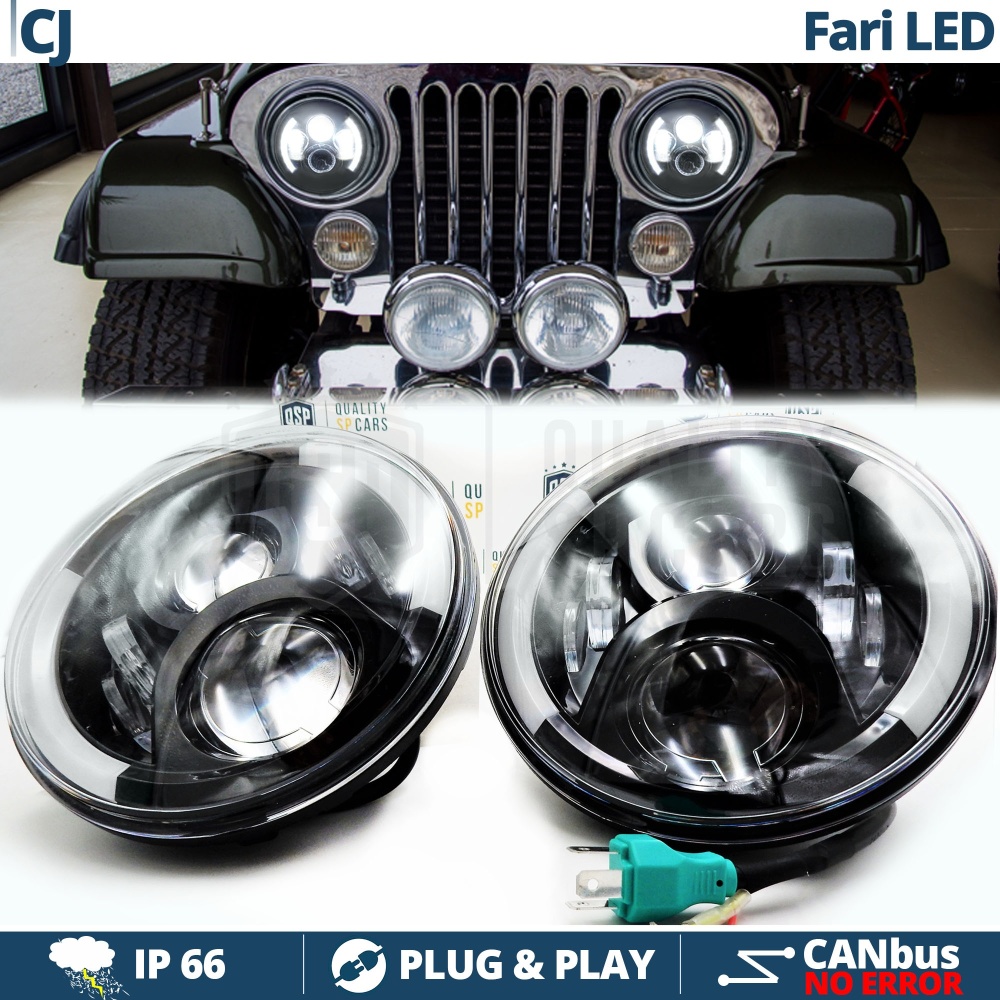 2 Faros Delanteros LED 7" para JEEP CJ 6500K | DRL, Cruce, Carretera, Intermitentes 2 Faros Delanteros LED 7" para JEEP CJ 6500K | DRL, Cruce, Carretera, Intermitentes
