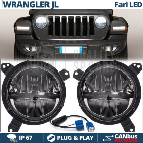 2 Faros LED 7" + Soportes para JEEP WRANGLER JL 6500K | Luces de Cruce + Carretera