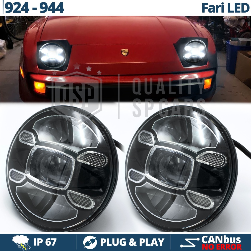 2 Faros Delanteros LED 7" para PORSCHE 924-944 6500K | Luces de Cruce + Carretera + Posición 2 Faros Delanteros LED 7" para PORSCHE 924-944 6500K | Luces de Cruce + Carretera + Posición