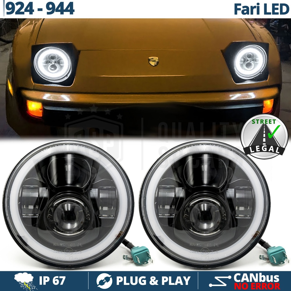 FAROS LED Angel Eyes para PORSCHE 924-944, Luz Blanca 6500K | APROBADO