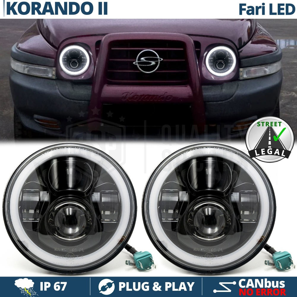 FAROS LED Angel Eyes para SSANGYONG KORANDO 2, Luz Blanca 6500K | APROBADO