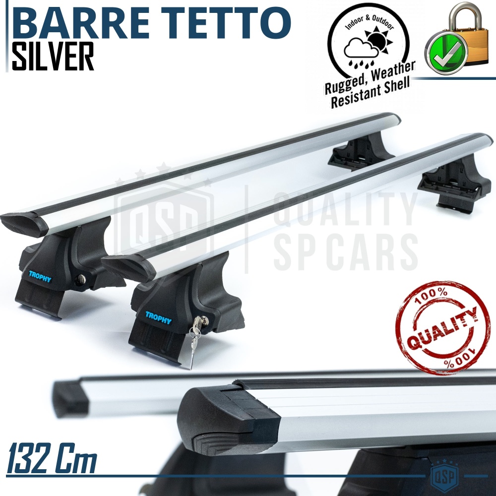 Barras de Techo en Aluminio Extruido Originales Trophy con Cerradura Antirrobo | 132 cm