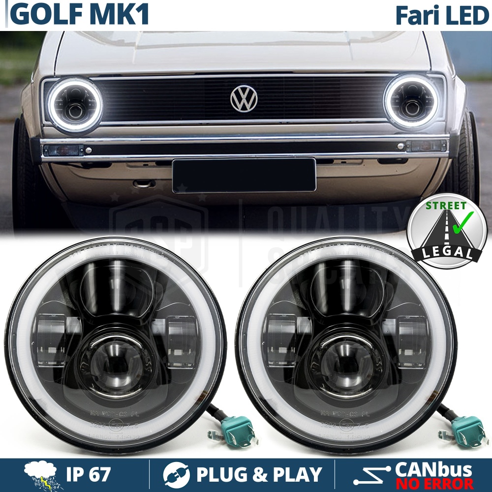 FAROS LED Angel Eyes para VOLKSWAGEN GOLF MK1, Luz Blanca 6500K | APROBADO