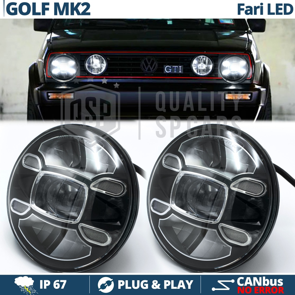 2 Faros Delanteros LED 7" para VOLKSWAGEN GOLF MK2 6500K | Luces de Cruce + Carretera + Posición 2 Faros Delanteros LED 7" para VOLKSWAGEN GOLF MK2 6500K | Luces de Cruce + Carretera + Posición