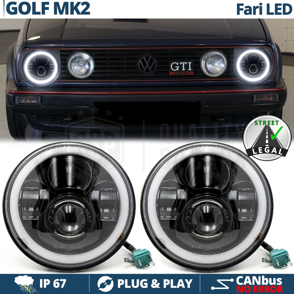 FAROS LED Angel Eyes para VOLKSWAGEN GOLF MK2, Luz Blanca 6500K | APROBADO