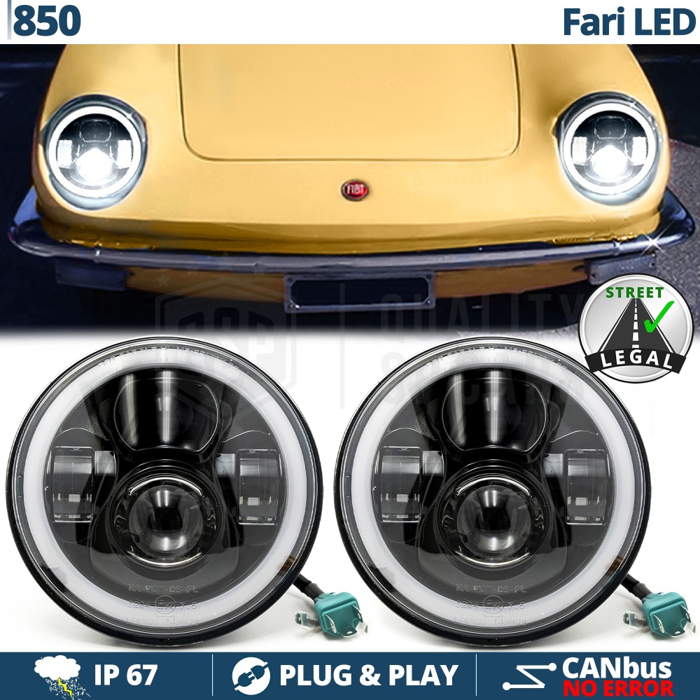 FAROS LED Angel Eyes para FIAT 850, Luz Blanca 6500K | APROBADO FAROS LED Angel Eyes para FIAT 850, Luz Blanca 6500K | APROBADO