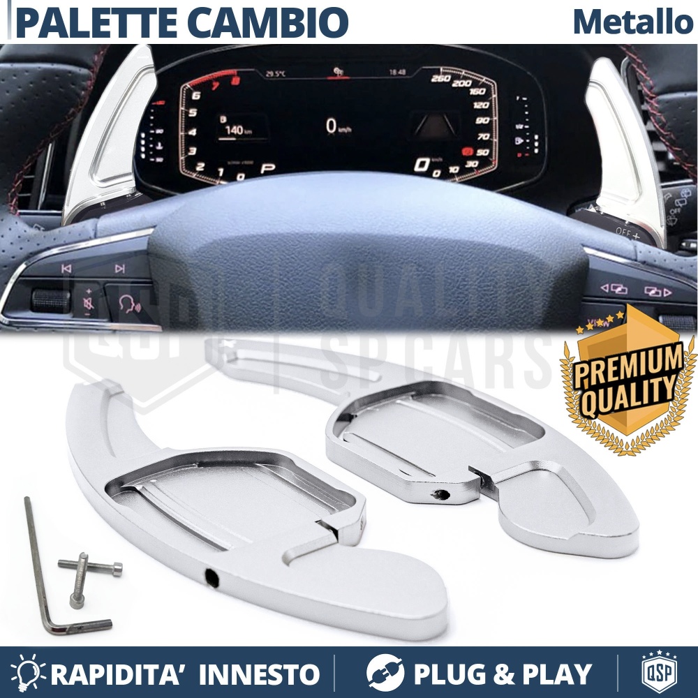 2 Levas de Volante para SEAT Arona Ateca Leon Ibiza Alhambra Exeo | Levas Cambio Aluminio Silver 2 Levas de Volante para SEAT Arona Ateca Leon Ibiza Alhambra Exeo | Levas Cambio Aluminio Silver