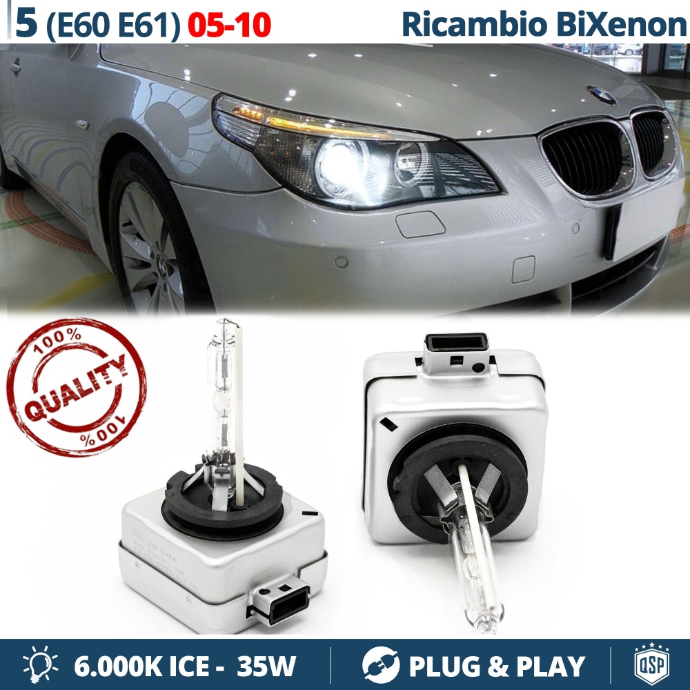 2x Bombillas Bi-Xenon D1S de Repuesto para BMW SERIE 5 E60/ E61 DESDE 2005 Luz 6.000K Blanco Frio Lámpara 35W