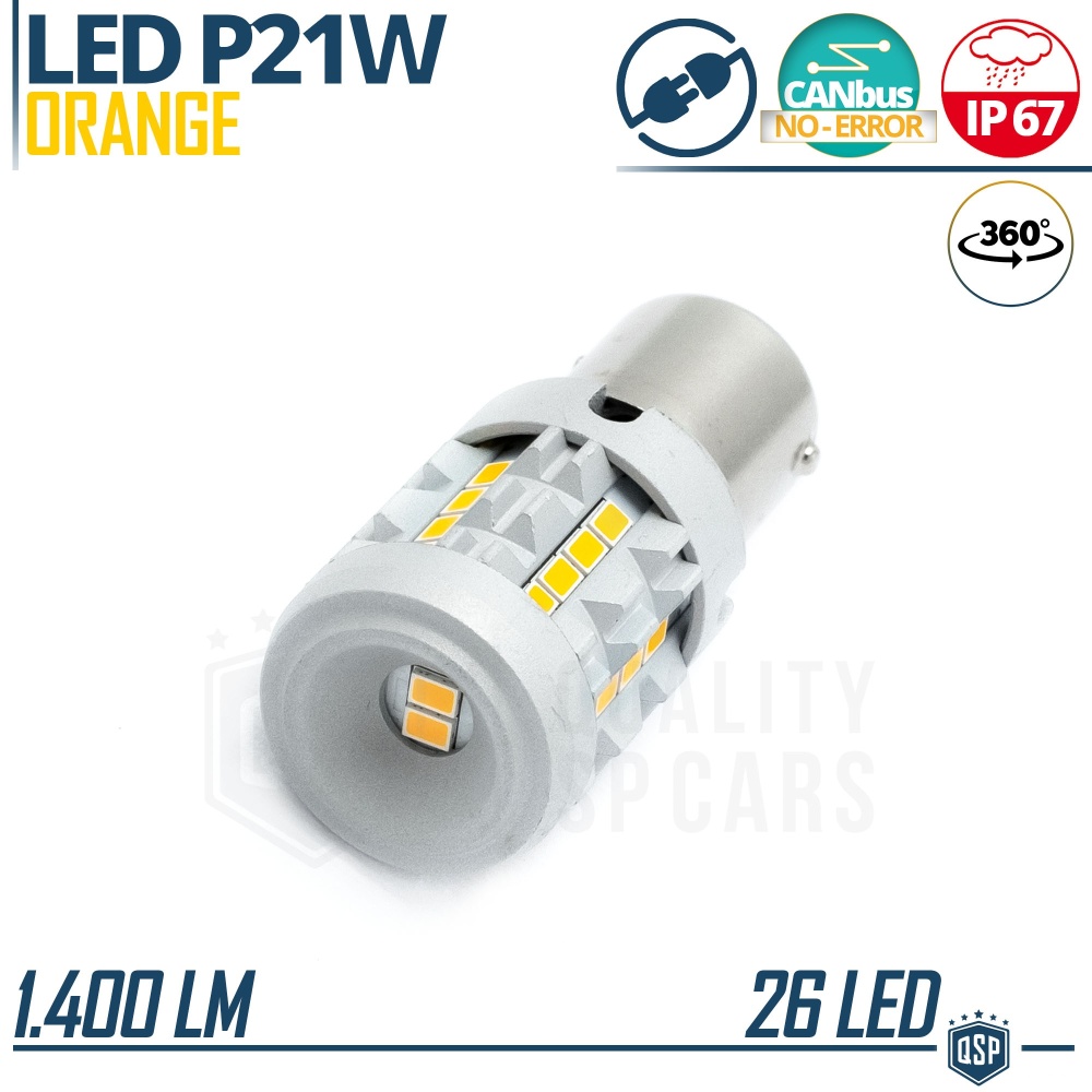 1x Bombilla LED P21W - BA15S CANbus | Intermitentes Led Luz Naranja | 1400LM Plug & Play
