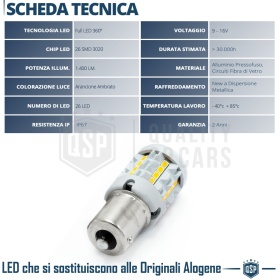 1x Bombilla LED P21W - BA15S CANbus | Intermitentes Led Luz Naranja | 1400LM Plug & Play