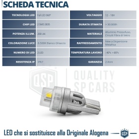 1x Bombilla LED T10 W5W CANbus | Luz Potente Blanco Frío 6500K | Plug & Play
