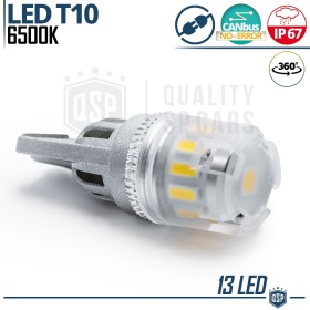 1x Bombilla LED T10 W5W CANbus | Luz Potente Blanco Frío 6500K | 13 LED 250LM