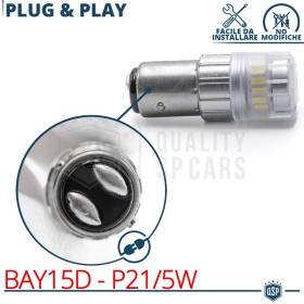 1x Bombilla LED P21/5W - BAY15D CANnbus | Luz Potente Blanco Frío 6500K | 700 LUMEN