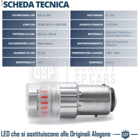 1x Bombilla LED P21/5W - BAY15D CANbus ROJA | Luz Potente "Difusa" | 700 LUMEN