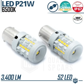 2x Bombillas LED P21W - BA15S CANbus 1700LM | Luz Blanco Frío 6500K 3400 LM | No Error