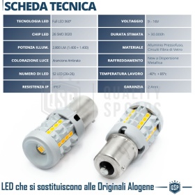 2x Bombillas LED P21W - BA15S CANbus | Intermitentes Led Luz Naranja 2800LM | No Error