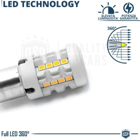 2x Bombillas LED P21W - BA15S CANbus | Intermitentes Led Luz Naranja 2800LM | No Error