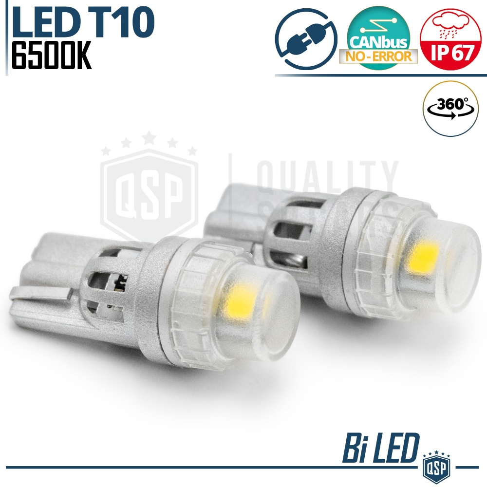 2x Bombillas LED T10 W5W CANbus | Luz Potente Blanco Frío 6500K | Plug & Play