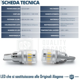2x Bombillas LED T10 W5W CANbus | Luz Potente Blanco Frío 6500K | 500 LUMEN 26 LED