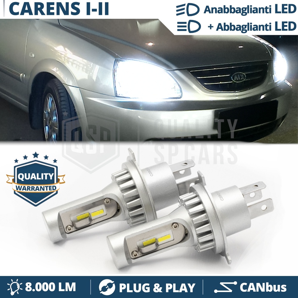 Kit Led H4 para KIA CARENS 1-2 Luces de Cruce + Carretera 6500k 8000LM | Plug & Play CANbus Kit Led H4 para KIA CARENS 1-2 Luces de Cruce + Carretera 6500k 8000LM | Plug & Play CANbus