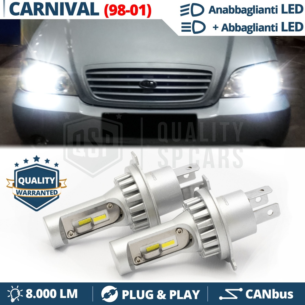 Kit Led H4 para KIA CARNIVAL 1 98-01 Luces de Cruce + Carretera 6500k | Plug & Play CANbus Kit Led H4 para KIA CARNIVAL 1 98-01 Luces de Cruce + Carretera 6500k | Plug & Play CANbus