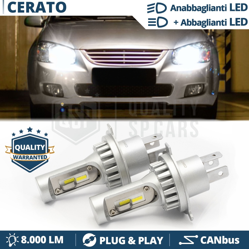 Kit Led H4 para KIA CERATO 1 Luces de Cruce + Carretera 6500K 8000LM | Plug & Play CANbus Kit Led H4 para KIA CERATO 1 Luces de Cruce + Carretera 6500K 8000LM | Plug & Play CANbus