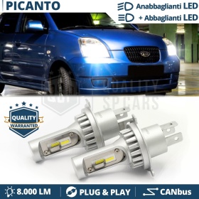 Kit Led H4 para KIA PICANTO 1 03-07 Luces de Cruce + Carretera 6500K 8000LM | Plug & Play CANbus