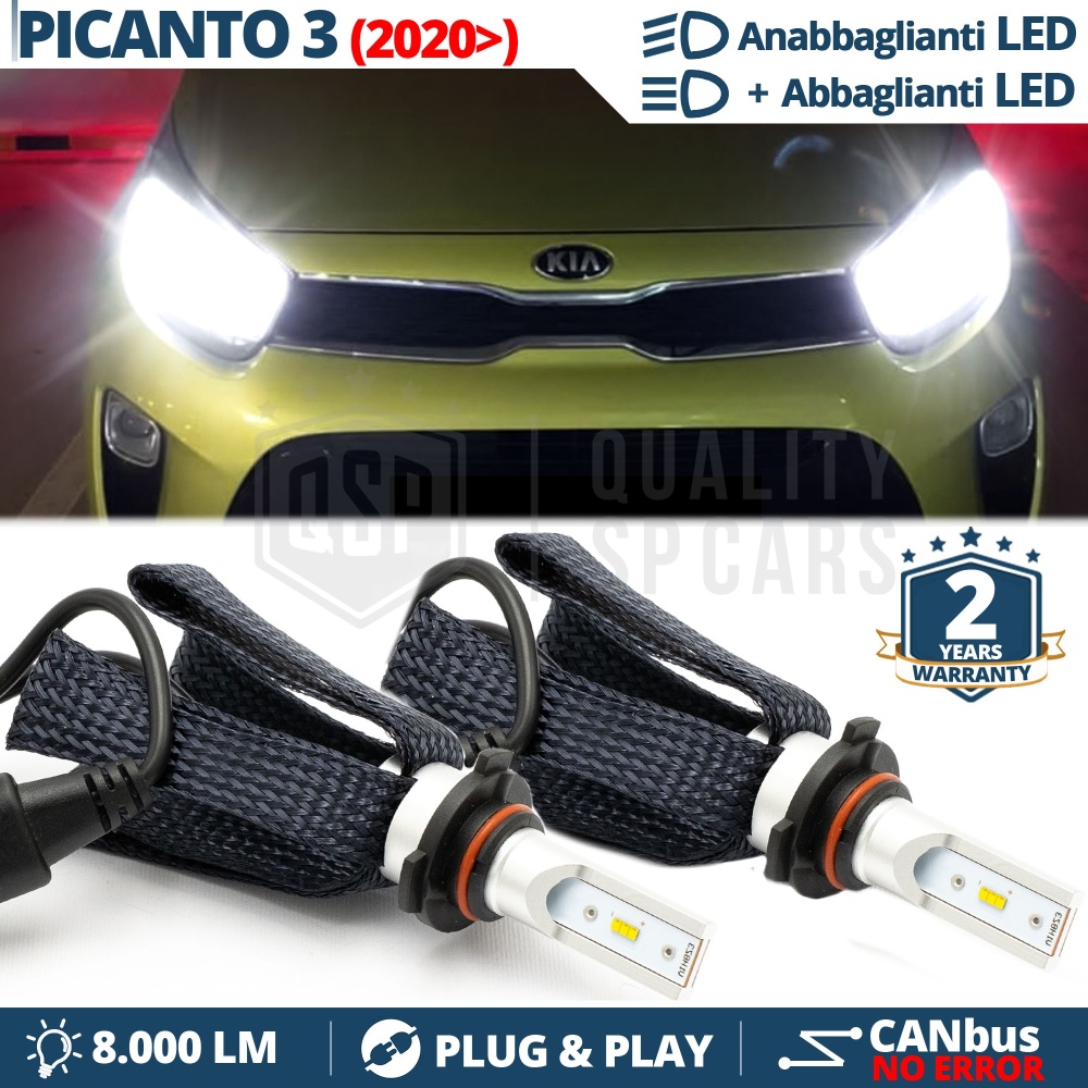 Kit Led HB3 per KIA PICANTO 3 Restyling | Anabbaglianti + Abbaglianti LED Lenticolari | CANbus 6500K