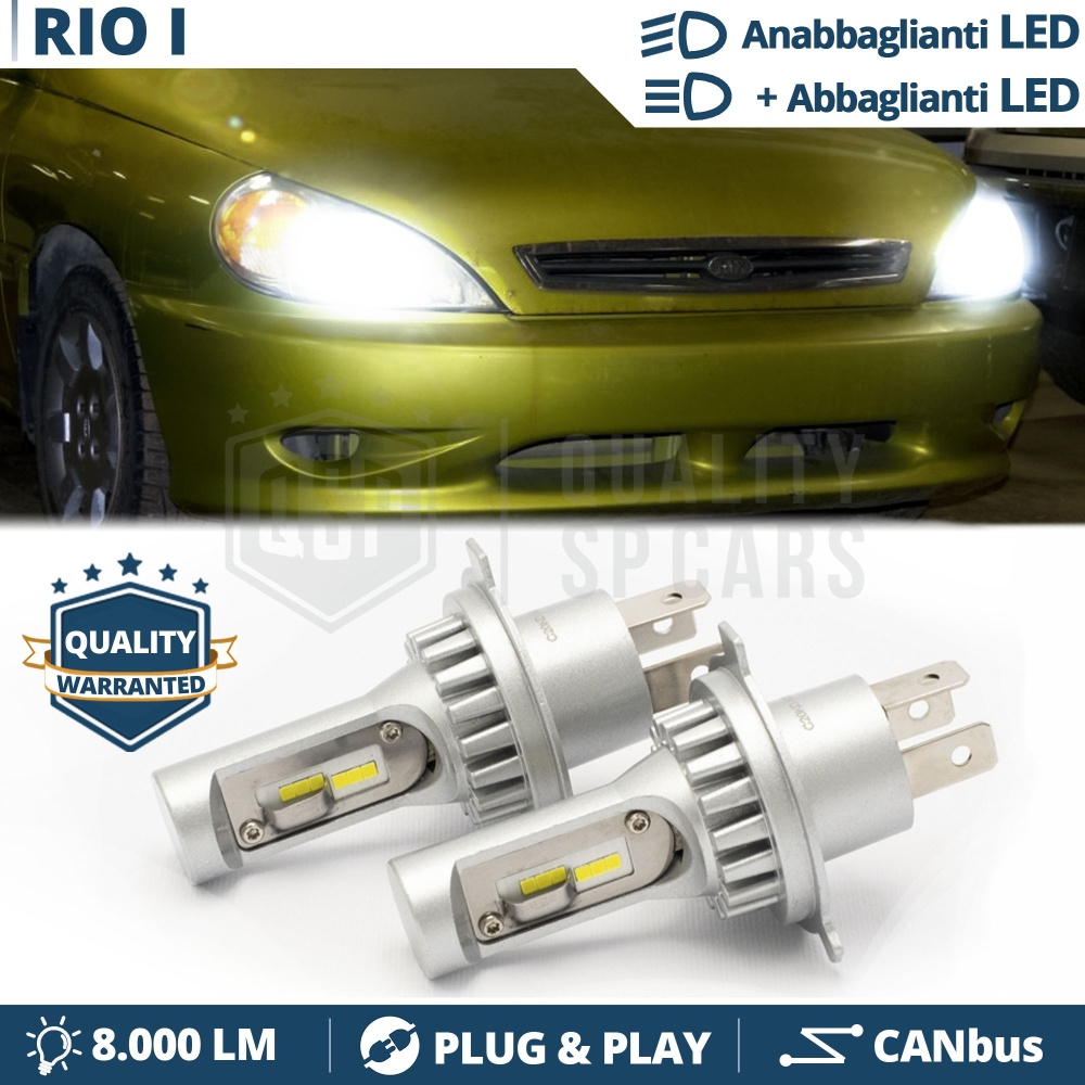 Kit Full LED H4 Per KIA RIO 1 Anabbaglianti + Abbaglianti 6500K 8000LM | Plug & Play CANbus Kit Full LED H4 Per KIA RIO 1 Anabbaglianti + Abbaglianti 6500K 8000LM | Plug & Play CANbus