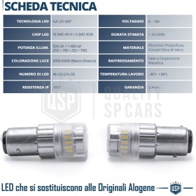 2x Bombillas LED P21/5W - BAY15D CANnbus | Luz Potente Blanco Frío 6500K 1400LM | No Error