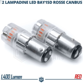 2x Bombillas LED P21/5W - BAY15D Canbus ROJAS | Luces Frenos + Posición | 1400LM Plug & Play